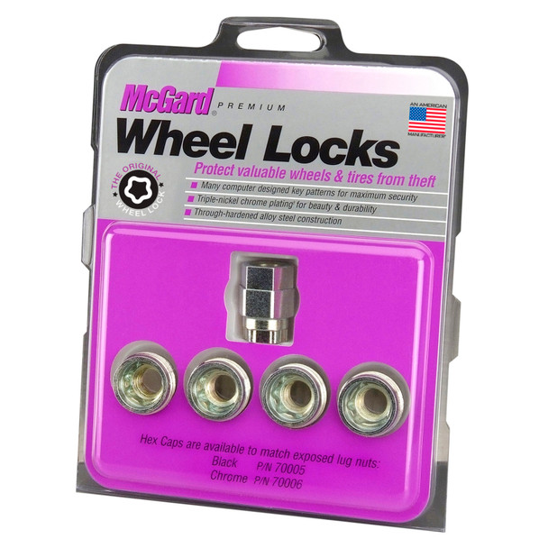 McGard Wheel Lock Nut Set - 4pk. (Under Hub Cap / Cone Seat) M12X1.5 / 19mm & 21mm Hex / .775in. L 24012