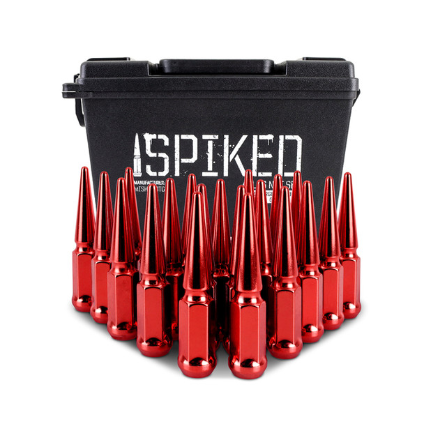 Mishimoto Steel Spiked Lug Nuts M12x1.5 20pc Set - Red MMLG-SP1215-20RD