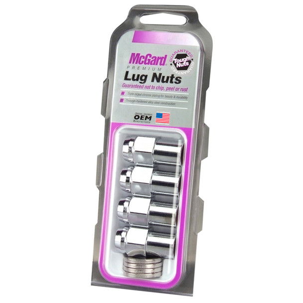 McGard Hex Lug Nut (Reg. Shank - .746in.) 1/2-20 / 13/16 Hex / 1.65in. Length (4-Pack) - Chrome 61000