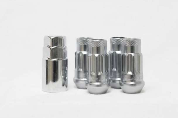 Wheel Mate 14x1.50 Monster Lug Satin Silver Locking Lug Nut  - Set of 4 33002SS