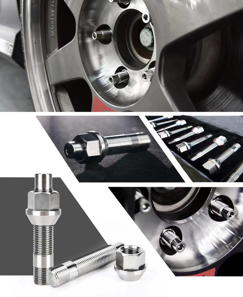 Wheel Mate Titanium Wheel Stud Conversion (Raw Ti) - M14x1.25 to M14x1.5 - 74mm - 60deg Lug Nut TIM14C6074R
