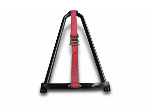 N-Fab Bed Mounted Tire Carrier Universal - Gloss Black - Red Strap BM1TCRD