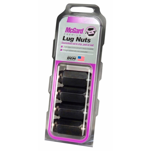 McGard Hex Lug Nut (Cone Seat) M14X1.5 / 13/16 Hex / 1.945in. Length (4-Pack) - Black 64022