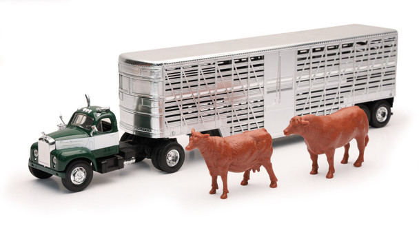 New Ray Toys 1953 Mack B-60 Livestock Truck with Cattle/ Scale - 1:43 SS-16116A