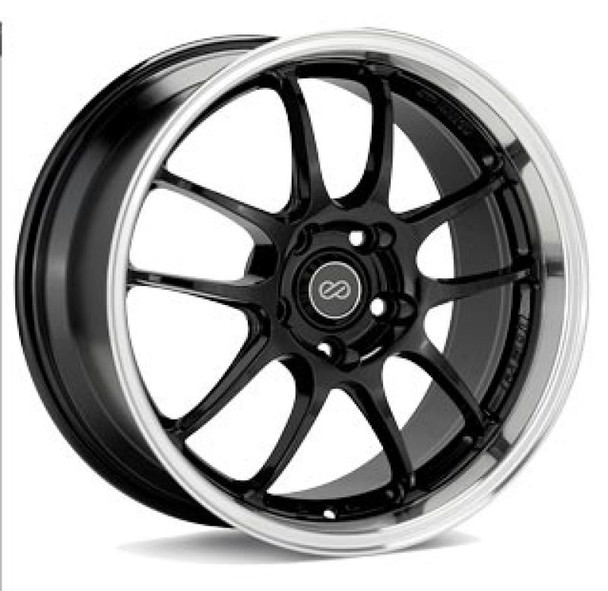 Enkei PF01SS 17x8 5x114.3 50mm Offset 75mm Bore Diameter Gloss Black w/ Machined Lip 460-780-6550BKM