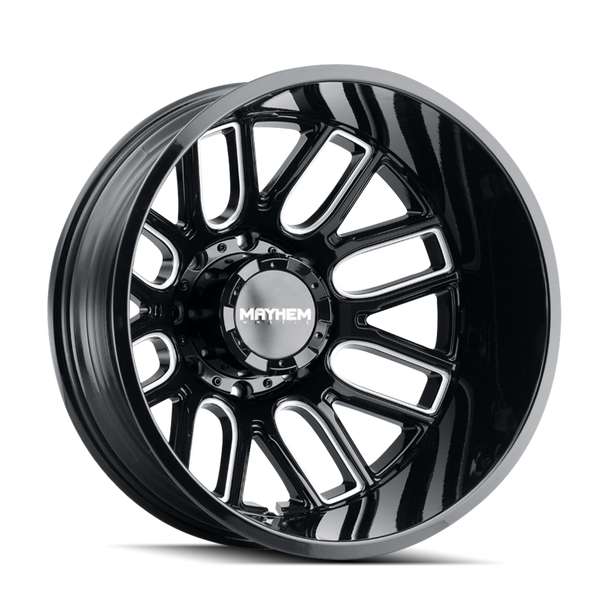 Mayhem 8107D Cogent Dually 20x8.25 / 8x200 BP / -192mm Offset / 142mm Hub Blk w/ Milled Spokes Wheel 8107D-2877BMR192