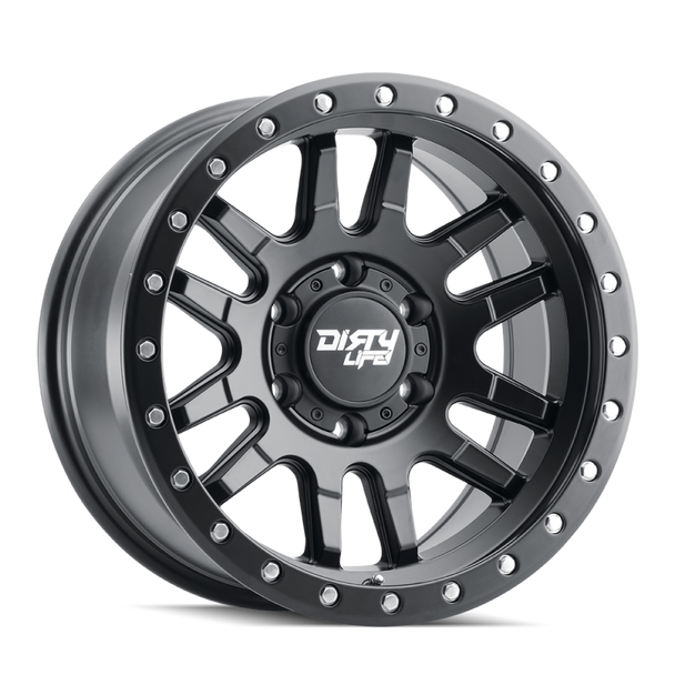 Dirty Life 9309 Canyon Pro 17x9/6x139.7 BP/0mm Offset/106mm Hub Matte Black Wheel - Beadlock 9309-7983MB0