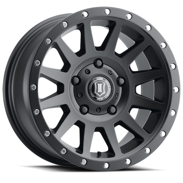 ICON Compression 17x8.5 5x150 25mm Offset 5.75in BS 110.1mm Bore Satin Black Wheel 2017855557SB