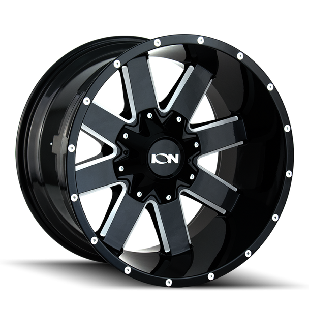ION Type 141 20x9 / 8x165.1 BP / 0mm Offset / 130.8mm Hub Gloss Black Milled Wheel 141-2976M