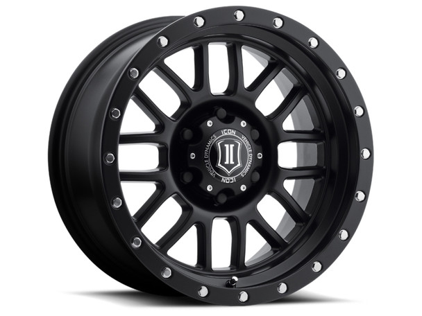 ICON Alpha 17x8.5 6x5.5 0mm Offset 4.75in BS 106.1mm Bore Satin Black Wheel 1217858347SB