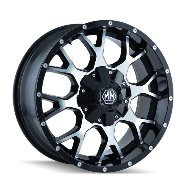 Mayhem 8015 Warrior 20x9 / 8x165.1 BP / 0mm Offset / 130.8mm Hub Black/Machined Face Wheel 8015-2976B