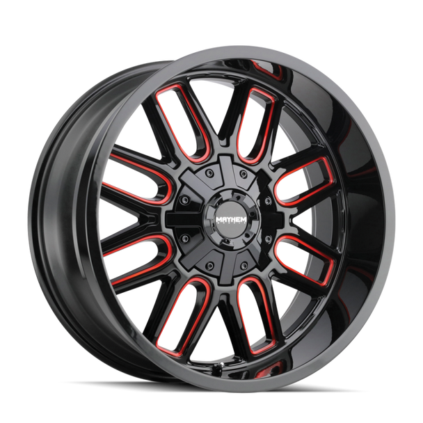 Mayhem 8107 Cogent 20x12 / 8x165.1 BP / -51mm Offset / 130.8mm Hub Black w/ Prism Red Wheel 8107-2276BTR