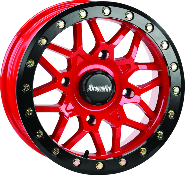 DragonFire Racing Typhon Wheel 15X6 4/156 5+1 +40 Machined Red 523208