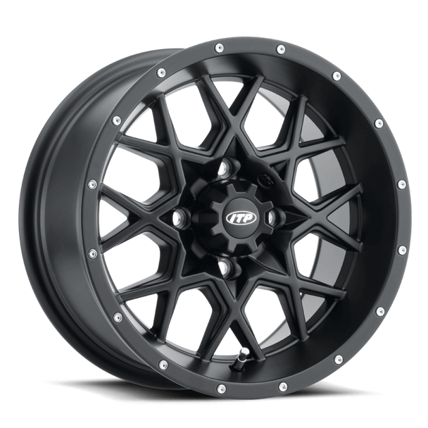 ITP Hurricane 14x7 / 4x137 BP / 5+2 Offset Matte Black Wheel 1428641536B