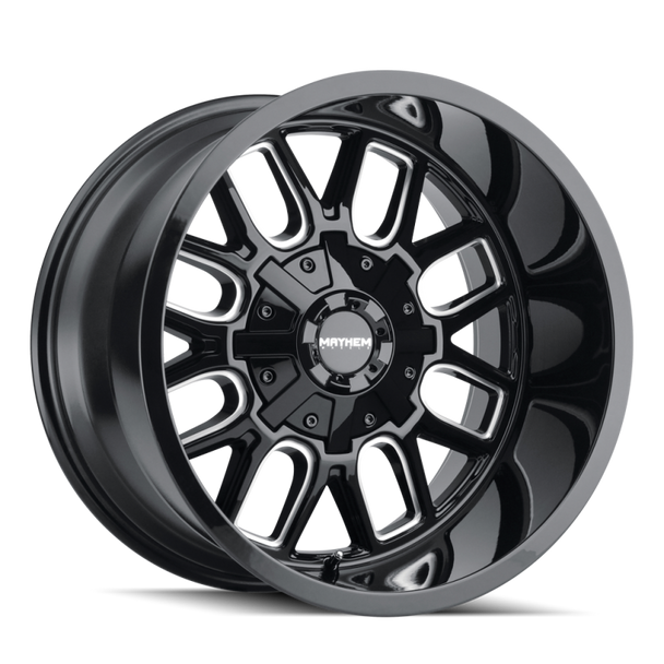 Mayhem 8107 Cogent 20x10 / 5x127 BP / -19mm Offset / 87.1mm Hub Black w/ Milled Spokes Wheel 8107-2152BM