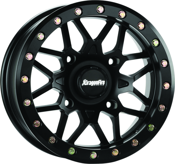 DragonFire Racing Typhon Wheel 15X7 4/137 5+2 +10 Machined Black 523198