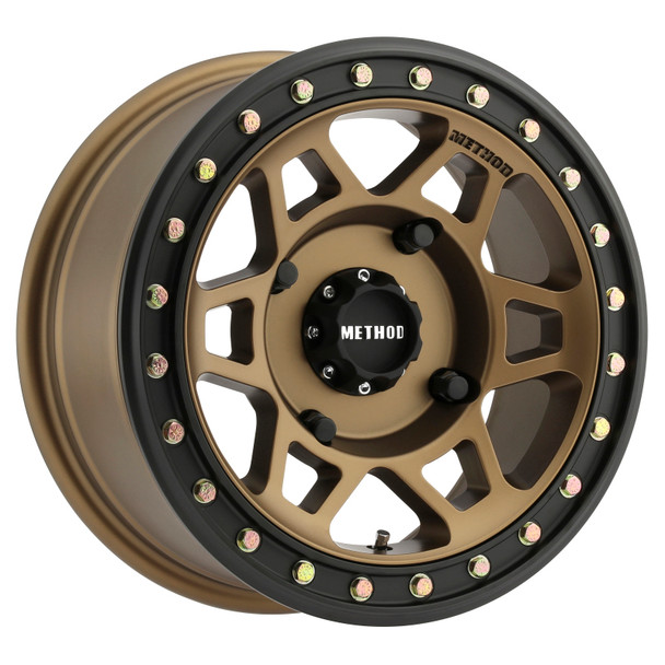 Method MR405 UTV Beadlock 15x7 4+3/13mm Offset 4x156 132mm CB Method Bronze Wheel - Matte Black Ring MR40557046943B