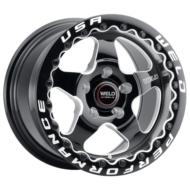 Weld S904 15x10 Ventura Beadlock 5x114.3 ET51 BS7.50 Gloss BLK MIL DIA 78.1 S904B0067P51