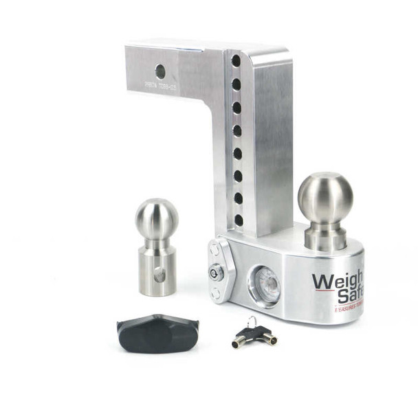 Weigh Safe 8in Drop Hitch w/Built-in Scale & 2.5in Shank (10K/18.5K GTWR) - Aluminum WS8-2.5