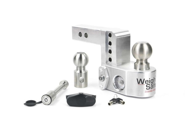 Weigh Safe 4in Drop Hitch w/Built-in Scale & 2in Shank (10K/12.5K GTWR) w/WS05 - Aluminum WS4-2-KA