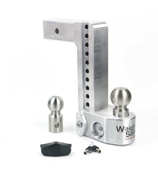 Weigh Safe 10in Drop Hitch w/Built-in Scale & 2.5in Shank (10K/18.5K GTWR) - Aluminum WS10-2.5
