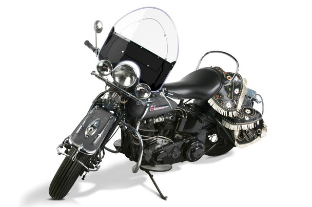 National Cycle 36-47 Harley Davidson Knucklehead/1948 PanHead Vintage Round Top Windshield-Black N2203