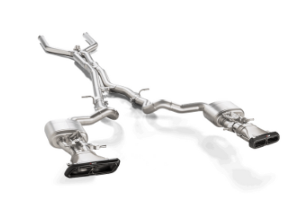 Akrapovic 2018 Mercedes Benz E63 Evolution Line (Titanium) & Link Pipe w/ Gloss Carbon Fiber Tips MTP-ME/T/5H-5-G
