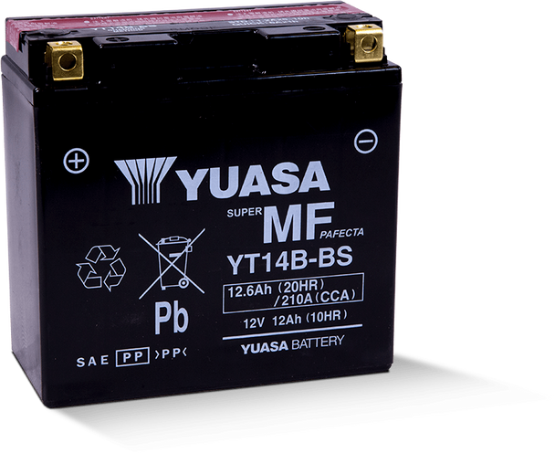 Yuasa YT14B-BS Maintenance Free 12-Volt AGM Battery w/Bottle YUAM624B4
