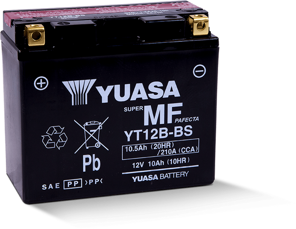 Yuasa YT12B-BS Maintenance Free 12-Volt AGM Battery w/Bottle YUAM6212B