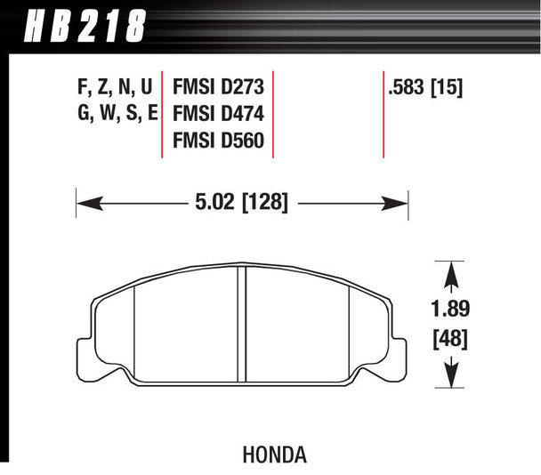 Hawk Brake Performance Street Brake Pads (4) Hb218N.583