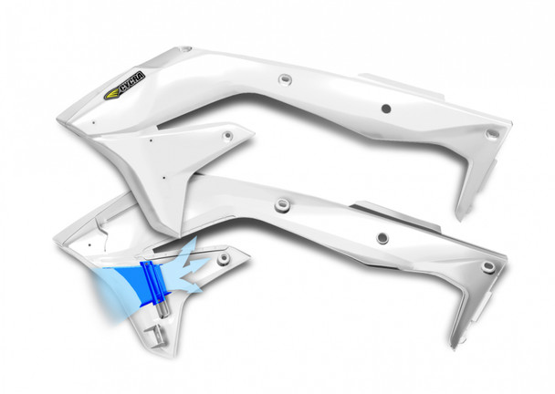 Cycra 16-18 Kawasaki KX450F Powerflow Radiator Shrouds - White 1CYC-1867-42