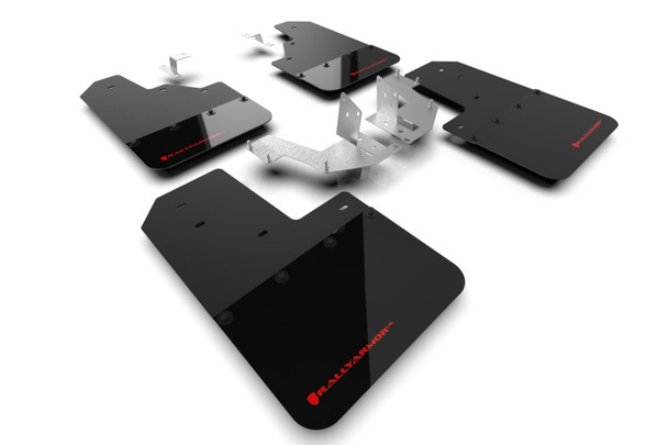 Rally Armor 21-24 Ford Bronco (Plstc Bmpr - NO Rptr/Sprt - NO RR/RB) Blk Mud Flap w/Red Logo MF85-NO-PL-RD