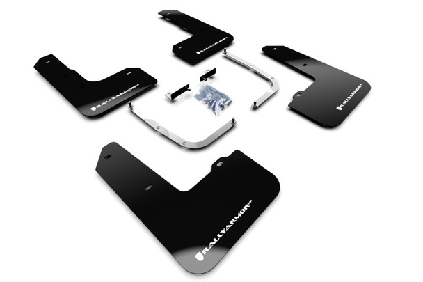 Rally Armor 19-22 Hyundai Veloster N Black UR Mud Flap w/ White Logo MF57-UR-BLK/WH
