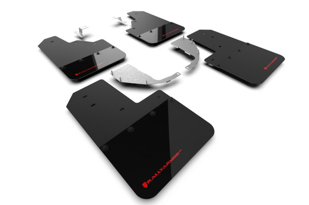 Rally Armor 21-24 Ford Bronco (Steel Bmpr - NO Rptr/Sprt - NO RR/RB) Blk Mud Flap w/Red Logo MF85-NO-ST-RD