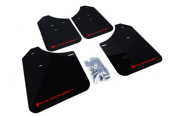 Rally Armor 02-07 Subaru WRX/STI/RS/2.5i (Wagons Req. Mod.) Black UR Mud Flap w/Red Logo MF1-UR-BLK/RD