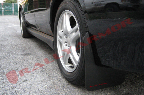 Rally Armor 02-07 Subaru WRX/STI/RS/2.5i (Wagons Req. Mod.) Basic Black Mud Flap w/Red Logo MF1-BAS-RD