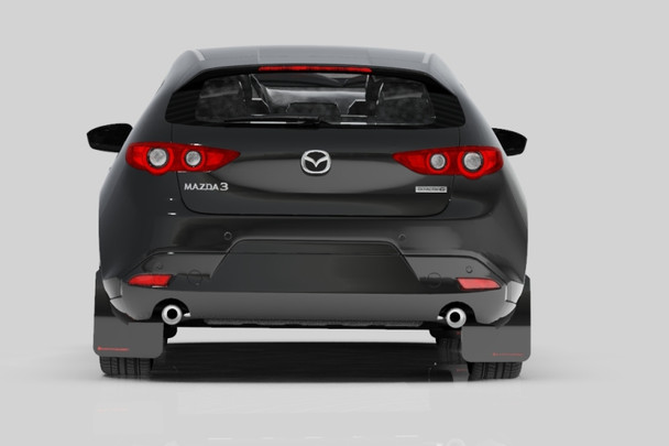 Rally Armor 19-24 Mazda3 Hatchback Black UR Mud Flap w/White Logo MF61-UR-BLK/WH