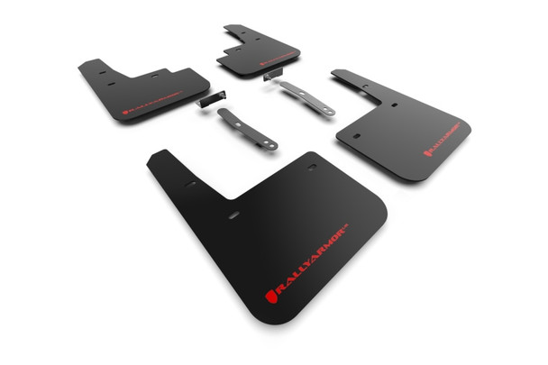 Rally Armor 22-23 Hyundai Kona N Black UR Mud Flap w/Red Logo MF83-UR-BLK-RD