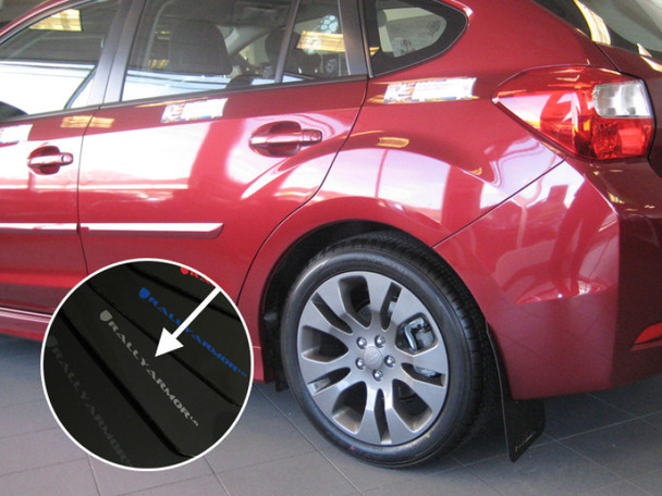 Rally Armor 12-16 Subaru Impreza 4D/5D Black UR Mud Flap w/Silver Logo MF22-UR-BLK/SIL