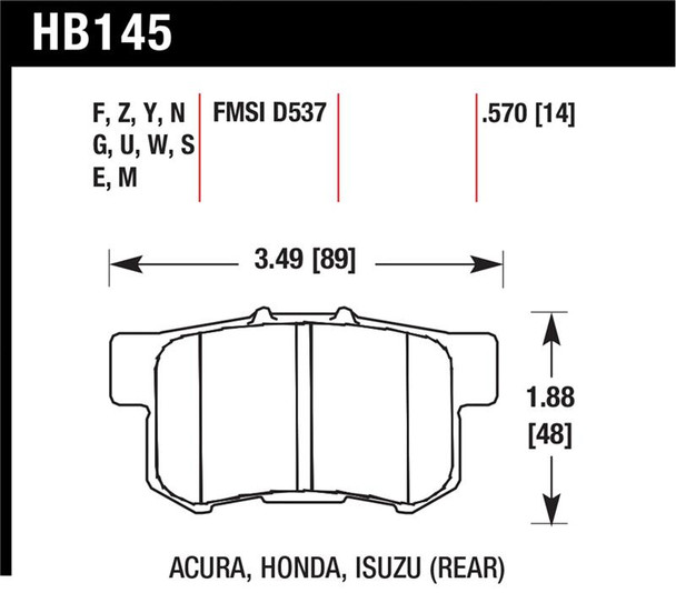 Hawk 06+ Civic Si HP+ Street Rear  Brake Pads HB145N.570