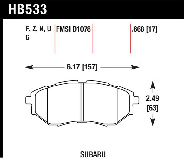 Hawk 05-08 LGT D1078 HP+ Street Front Brake Pads HB533N.668