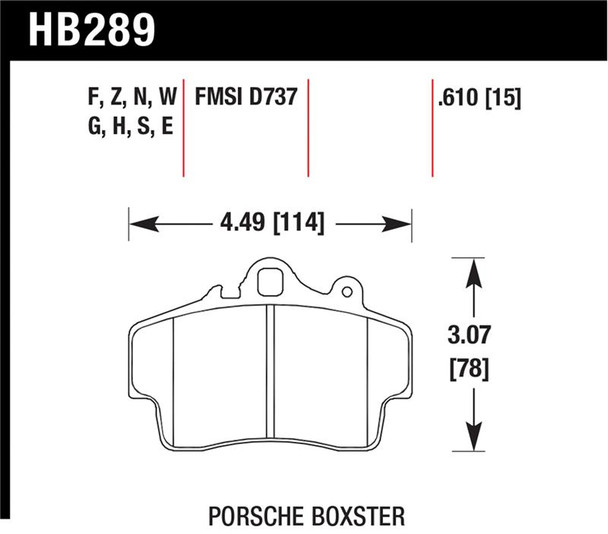 Hawk Porsche HPS Street Front Brake Pads HB289F.610