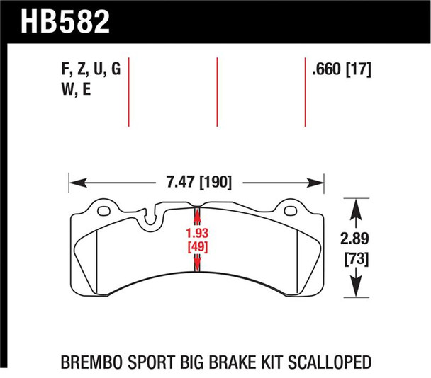 Hawk Brembo Scallped DTC-60 Race Brake Pads HB582G.660
