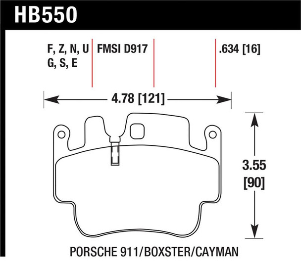 Hawk Porsche HPS Street Front Brake Pads HB550F.634