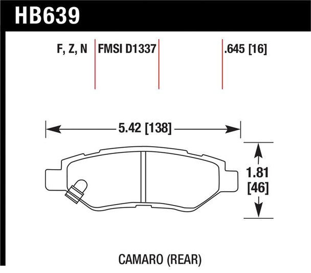 Hawk Camaro V6 HP+ Street Rear Brake Pads HB639N.645