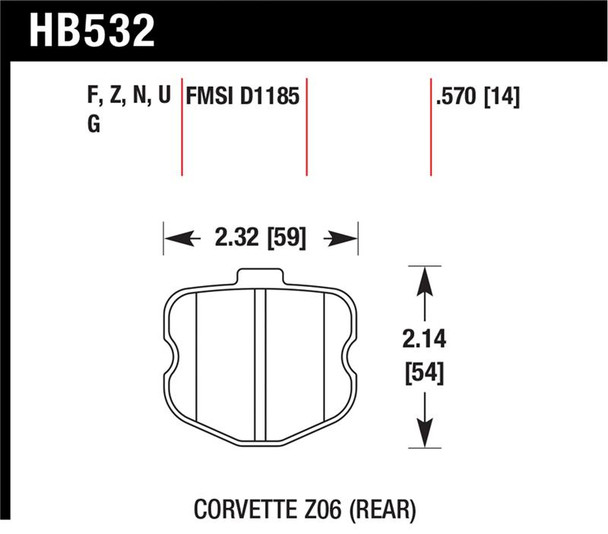 Hawk 06-10 Chevy Corvette (OEM Pad Design) Rear Performance Ceramic Sreet Brake Pads HB532Z.570