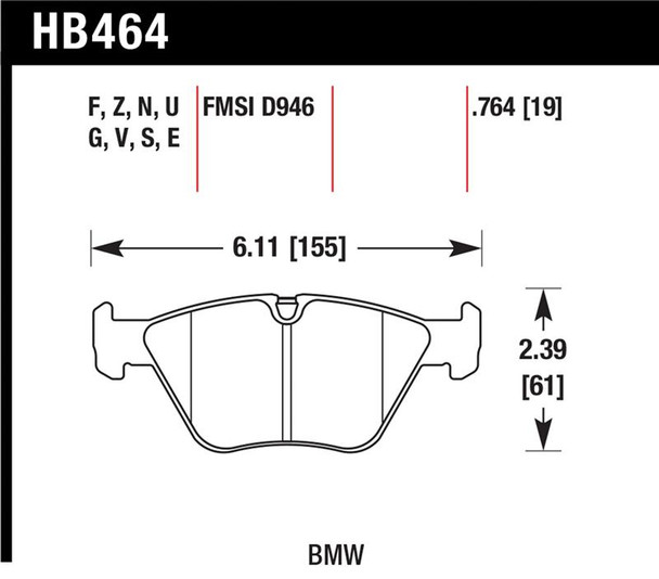 Hawk BMW 330Ci/330i/330Xi/M3/X3/Z4 DTC-70 Front Race Pads HB464U.764