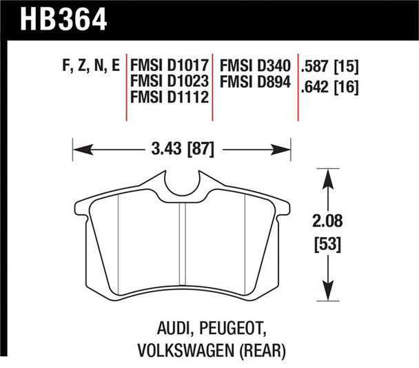 Hawk HPS Street Brake Pads HB364F.587