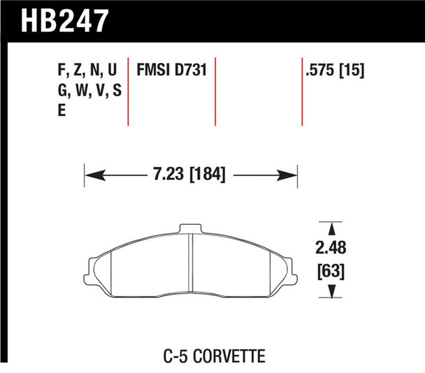 Hawk 2008-2009 Cadillac XLR Platinum HPS 5.0 Front Brake Pads HB247B.575