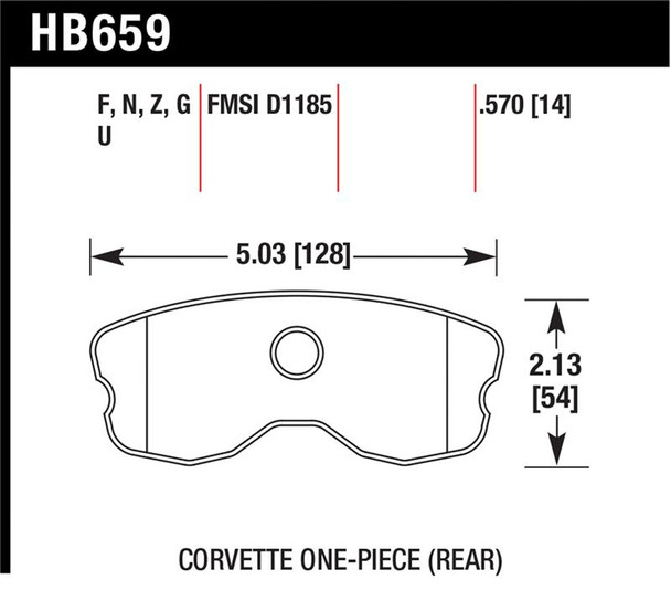 Hawk 10-12 Chevrolet Corvette Grand Sport / 06-12 Corvette Z06 Rear DTC-60 Race Brake Pads HB659G.570